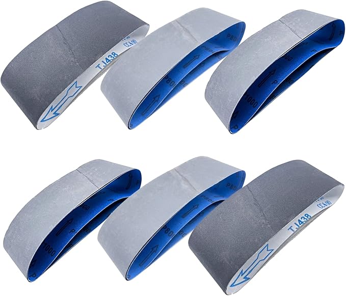 Sanding Belts 3 x 21 Inch Silicon Carbide Sander Paper - 4 PCS Each of 600, 800,1000 Fine Grits Assortment Kit for 3X21 Belt Sander, 12-Pack (3x21 inch)
