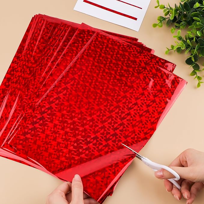 Briartw 50 Sheets Red Gemstone Toner Reactive Foil - Per Sheet 20x29cm (7.9 x 11.4 inch)- Metallic Finish for Laser Printers & Laminators - Ideal for Printing,Cardmaking,Scrapbooking,DIY Projects