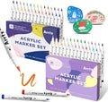 Arrtx Acrylic Paint Pens, 58 Colors for Rock Painting, Extra Brush Tip, Water Based Paint Markers for Stone, Glass, Easter Egg, Wood and Fabric Painting-No Toxic,No Odor-Type 30A+B