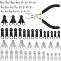 Glarks 85pcs #3#5#8 Zipper Repair Kits Includes 39pcs Metal Zipper 30pcs U Shape Top Stops 15pcs Bottom Stoppers with 1pcs Sharp-Nosed Pliers, Zipper Sliders Zipper Pull Replacement Zip Fixer Part