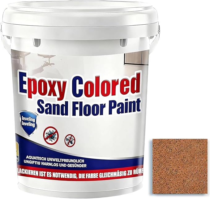 Epoxy Colored Sand Floor Paint, Epoxy Floor Paint for Concrete, High Gloss Marble Effect Coating, Waterproof Non-Slip Concrete Paints, Suitable for Indoor/Outdoor Use (Orange,128 oz/4 kg)