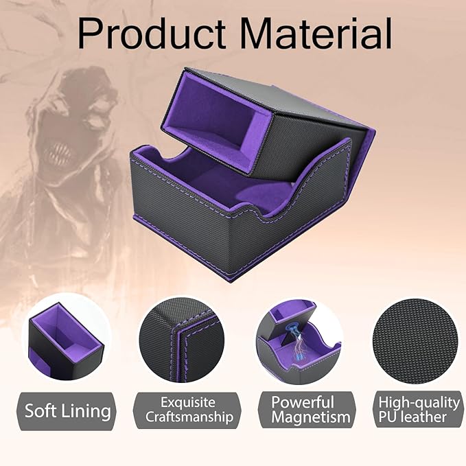 Dice Tower and Tray, Portable Commander Deck Box, Foldable Dice Storage Box for Dungeons and Dragons Rolling Tray Black/Violet