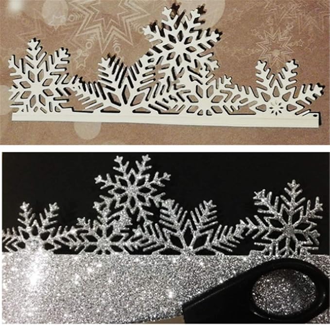 Metal Cutting Dies DIY Merry Christams Embossing Stencil Template Scrapbooking Card Making Mold Photo Album Arts Crafts Tools (Snowflakes label-13.3x4.2cm)