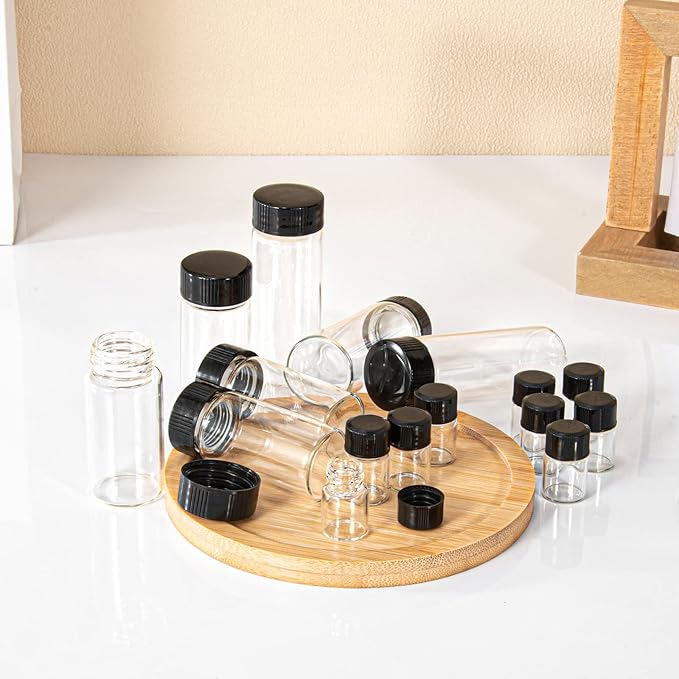 30ml Clear Small Glass Vials 30pcs with Screw Caps(30pcs)
