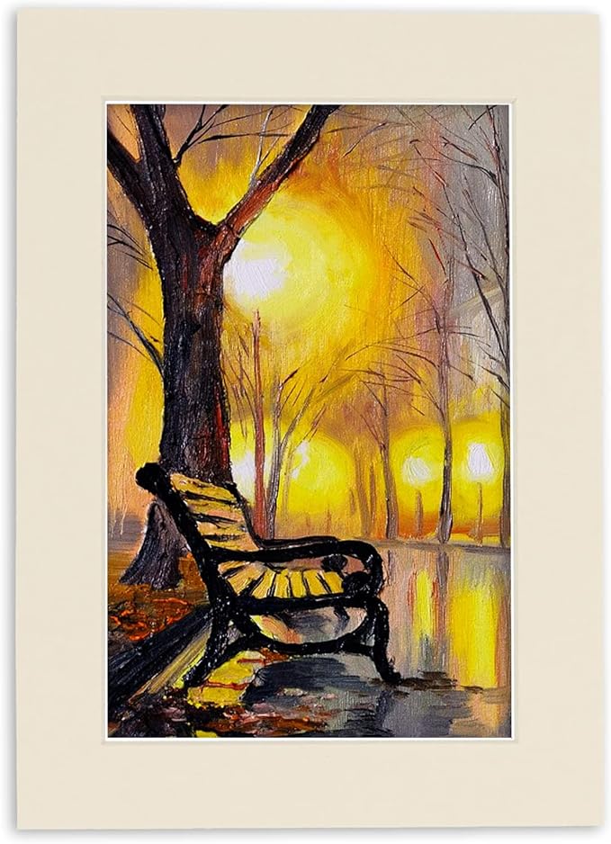 8x10 Mat Bevel Cut for 5.5x8.5 Photos - Acid Free Textured Cream Precut Matboard - For Pictures, Photos, Framing - 4-ply Thickness