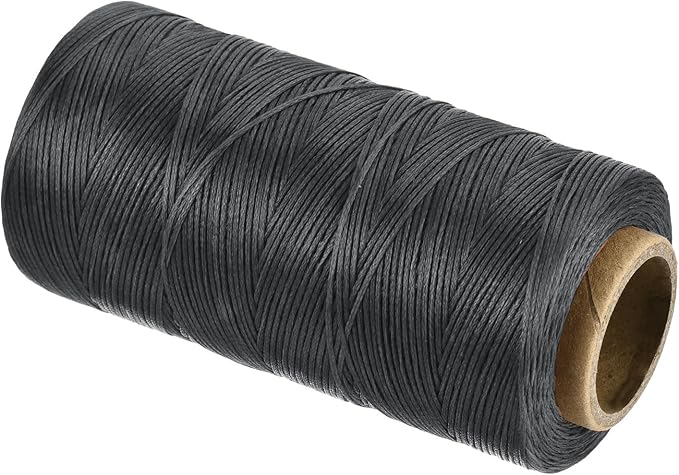 MECCANIXITY Waxed Thread,284 Yard 0.8mm 150D Flat Wax Thread Polyester Waxed String for Leather Sewing Hand Weaving Book Binding Home Decoration,Deep Gray