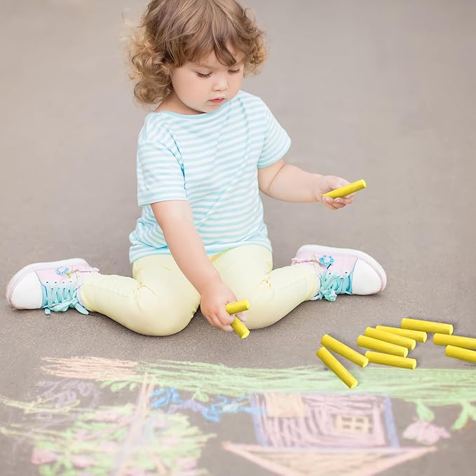 20 Pcs Sidewalk Chalks for Kids Non Toxic Jumbo Chalk for Party Gift Outdoor Art Classroom Play Painting (Yellow)