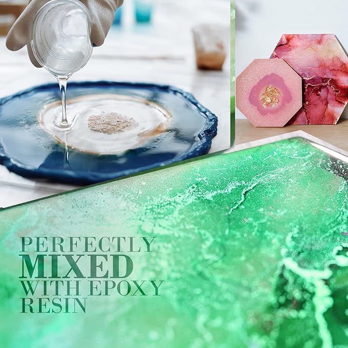 Emerald Green Mica Powder for Epoxy Resin 56g / 2oz. Jar - Techarooz 2 Tone Resin Dye Color Pigment Powder for Lip Gloss, Nails, Colorant for Slime Bath Bombs Soap Making & Polymer Clay