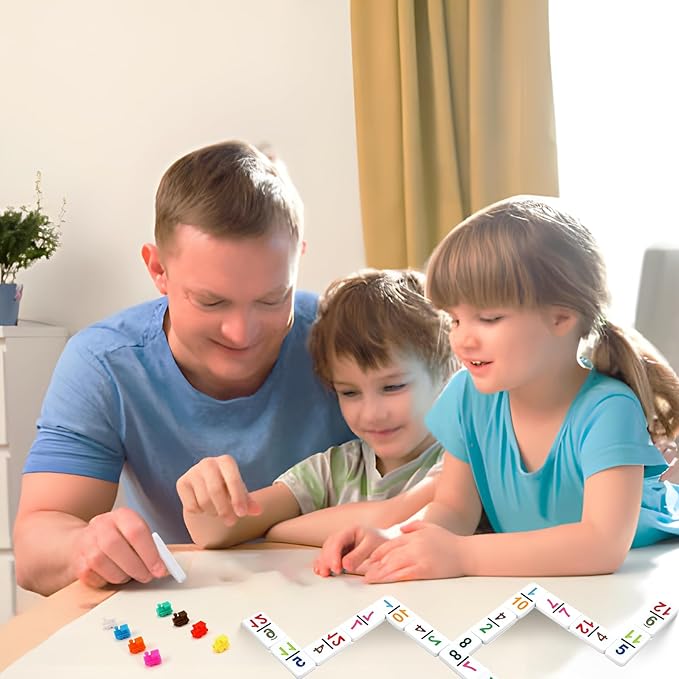 Travel Protable Mexican Train Dominoes Set Numbers Double 12 Dominoes Set with 91 Colored Tiles Number Domino Set for Kids, Adults Family Board Team Games