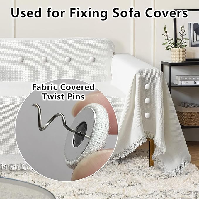 Linen Fabric-Covered Twist Pins - 8 Colors Upholstery Pins & Bed Skirt Pins -Used to Secure Sofa Cushion, Armrest Covers, Furniture & Bed Skir(12, Dark Gray)
