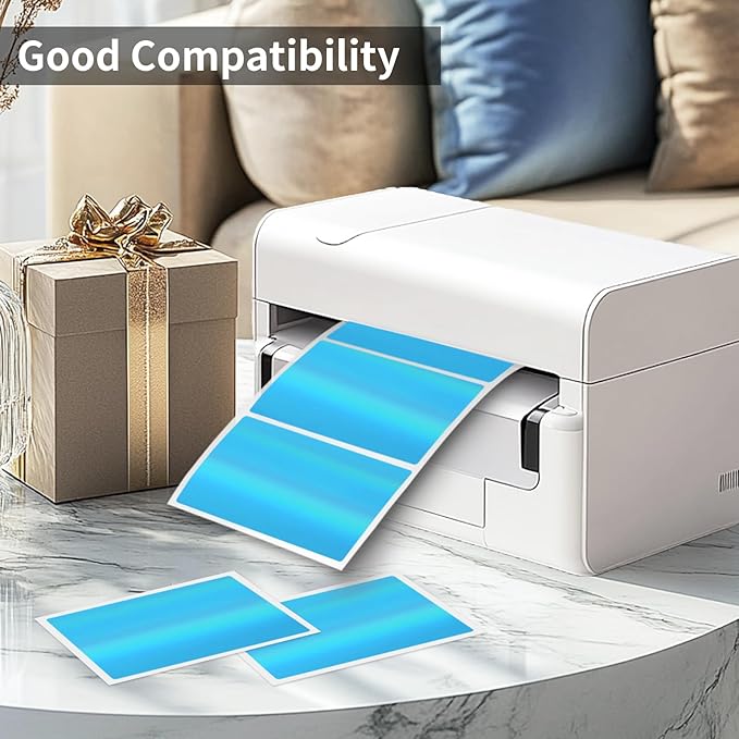 2" x 3" Holographic Thermal Label Stickers Blue,Printable Rainbow Glitter Thermal Printer Sticker Labels for Gift Wrapping, Self-Adhesive Name Price Tag DIY Custom Logo Design (280 pcs)