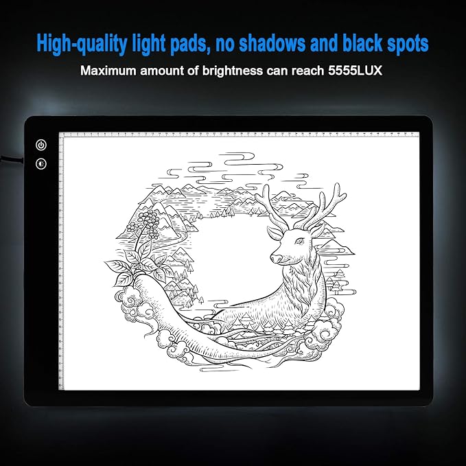 LUXJOYFUL A2 Large Rechargeable Light Box for Tracing,Diamond Painting Light Board 3 Color and stepless dimming,Built-in 5200mAh Battery,Ultra-Thin LED Light Pad for Drawing Vinyl Weeding Animation