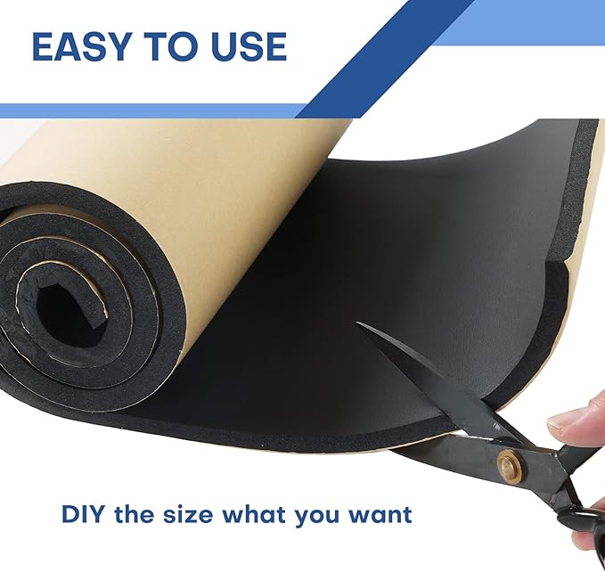 MYFULLY Sponge Neoprene Roll with Adhesive, Waterproof Foam Rubber Sheet Cut to Multiple Dimensions and Lengths for Shock Pad, Gaskets, DIY, Crafts (1/4" Thick x12 Wide x 54" Long)