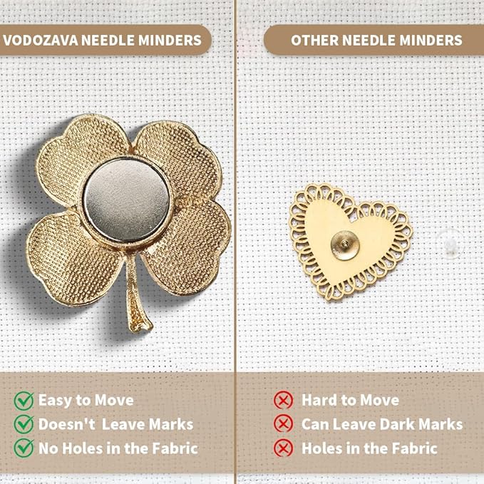 Needle Minder Magnet, Magnetic Needle Minder, Needle Minders Magnetic Cross Stitch Accessories, Magnetic Needle Holder, Life Tree, Butterfly, Cats, Owl, Heart (FourLeaf)
