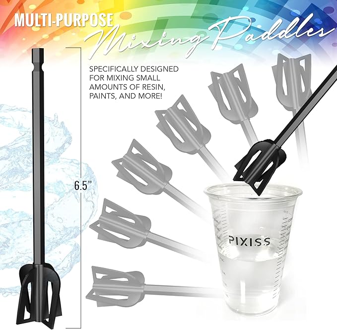 Resin Mixer Epoxy Mixer Paddles Plastic - 6 Reusable Multipurpose Bidirectional Paint Stirrer for Drill Epoxy & Paint Mixer Drill Attachment - Paint Stirrers Epoxy Stirrer - Paint Mixer for Drill