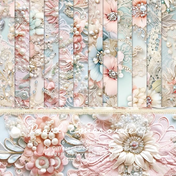 Premium 6x6 Inch Single-Sided Scrapbook Paper Pad - Perfect for Crafting, Decorative Projects and Card Making - 24 Sheets & 12 Elegant Patterns