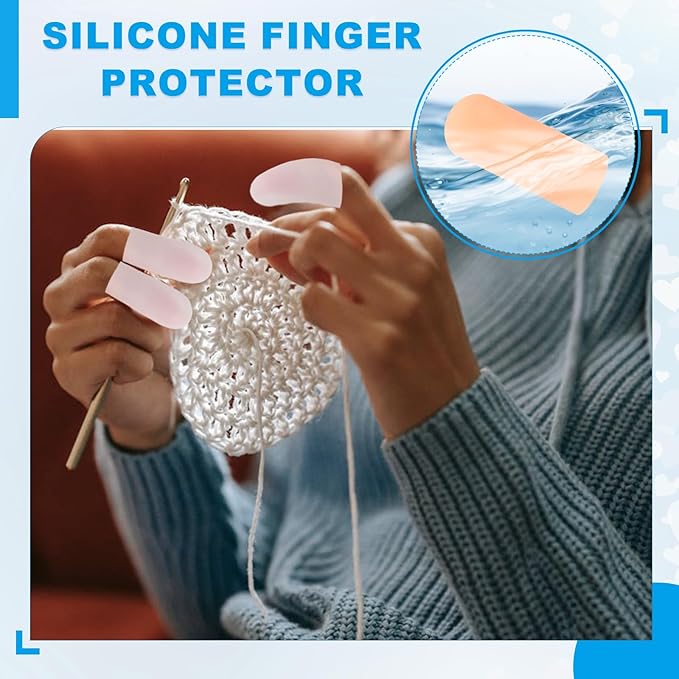 PATIKIL Gel Finger Cots 2"x0.79", 14 Pcs Silicone Finger Protector Support Finger Sleeve Cushions Thumb Protector Covers Fingertip Caps Gloves for Finger Cracking, Beige
