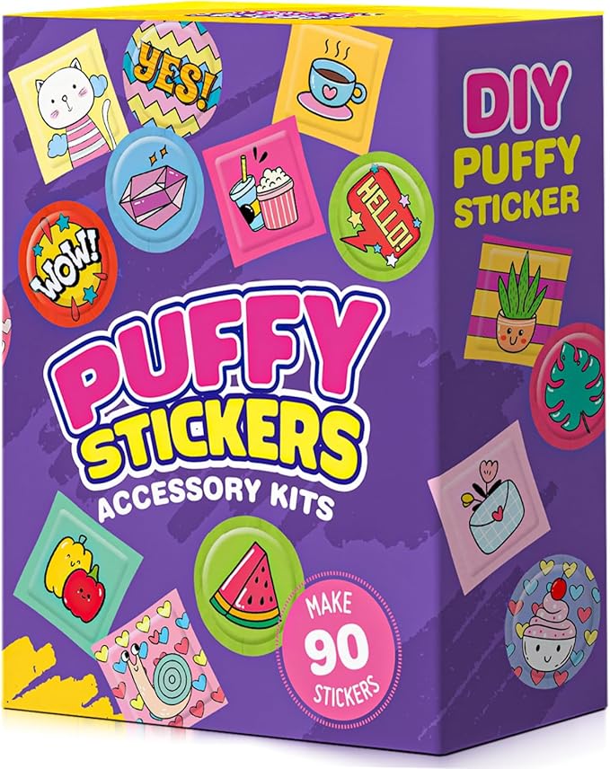 Sticker Maker 90 Refill Kit - Make Your Own 3D Stickers for Kids - DIY Arts and Crafts for Kids Ages 6-10 - Creative Craft Kits Gifts for Girls Boys Year Old Classroom Rewards