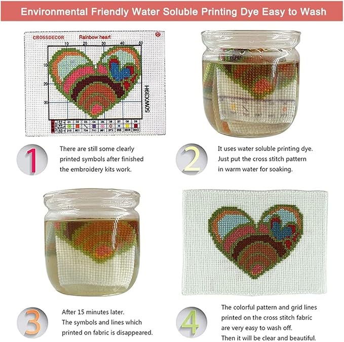 Leczany Cross Stitch Stamped Kit for Adults or Kids - Colored Turtle | DIY Embroidery Starter Patterns Craft Kit Needlepoint for Beginner | 11CT, 3 Strands | 16.5x13 inches