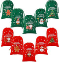 Tapleap Christmas Bags with Drawstring - 50Pcs 4x6 Red and Green Velvet Cloth for Wrapping Dice, Jewelry, Party Favors or Gifts for Friends, Children, Customers