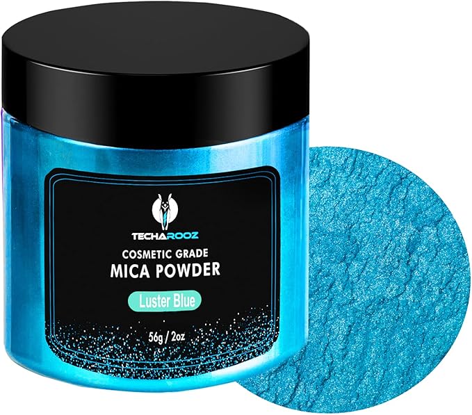 Luster Blue/Sky Blue - Techarooz Epoxy Resin Color Pigment - 56g / 2oz. Jar - TECHAROOZ 2 Tone Resin Dye Color Pigment Powder for Lip Gloss, Nails, Colorant for Slime Bath Bombs Soap Making