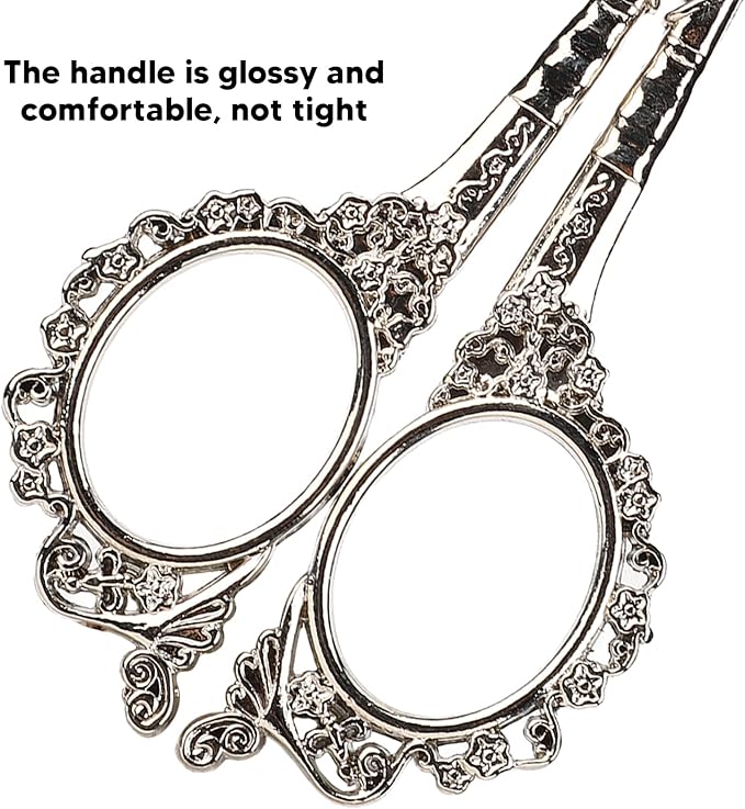 Vintage Embroidery Scissors Set, Comfortable Handle, Stainless Steel, Antique Design, Complete Sewing Kit for Embroidery, Needlework, with Thimble, Threader, and Needle Case