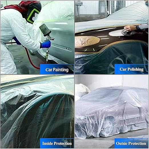 VECOPE 3-Piece Set,Pre- Masking Film Protection Covering Cloth Tape | for Automotive Covering Painting Paint Masking (2-Feet X 65-Feet)