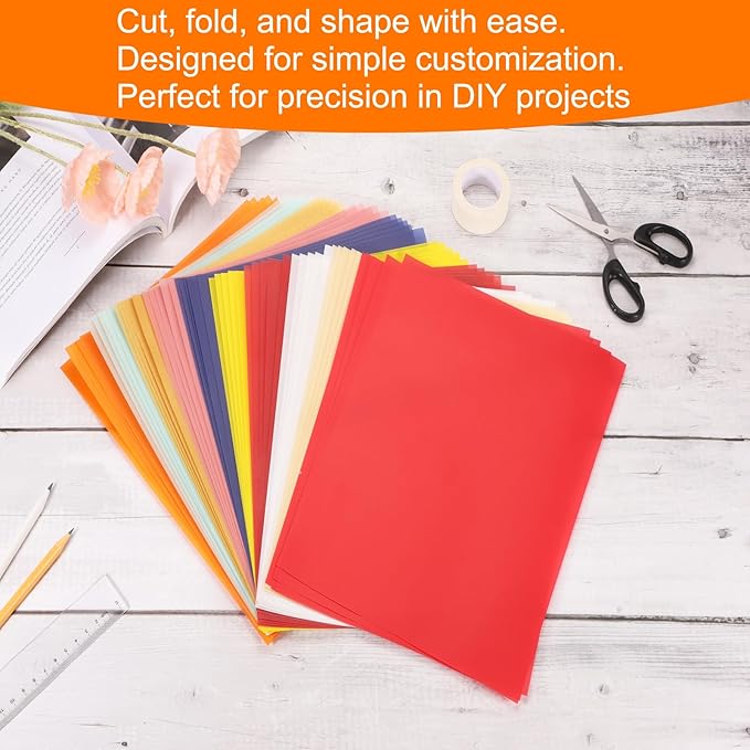 MECCANIXITY Colored Vellum Paper, 20 Sheet Orange Transparency 11.7 x 8.2 Printable Vellum Paper, Translucent Vellum Sheets for Printing Wedding Invitations, Ink Jet Laser Printer