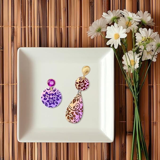 CHGCRAFT Vine Flower Polymer Clay Texture Sheets Single Seamless Plants Floral Pattern Silicone Texture Stamp Clay Texture Mat Modeling Pattern Pad Sheets for Jewelry and Earrings Tools, 5.5x5.5 inch