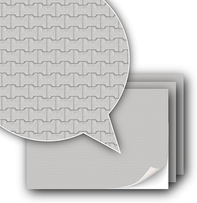 3 Sheets Self-Adhesive Decorative Film Paving Stones and Surfaces for Model Making in Scale 1:87 Scale H0 (UK: 3.5 mm Scale) (Double Composite Paving)