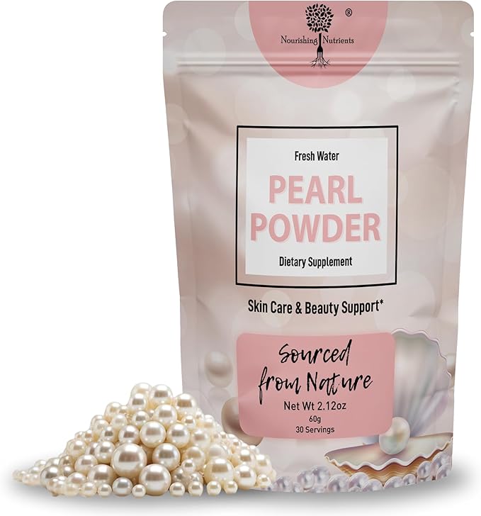 Pearl Powder Supplement for Skin Health - Anti-Aging, Antioxidant & Collagen Production - Healthy Eyes, Hair and Nails, Supports Immunity, Mood and Sleep - With Calcium and Amino Acids 60g 30 servings