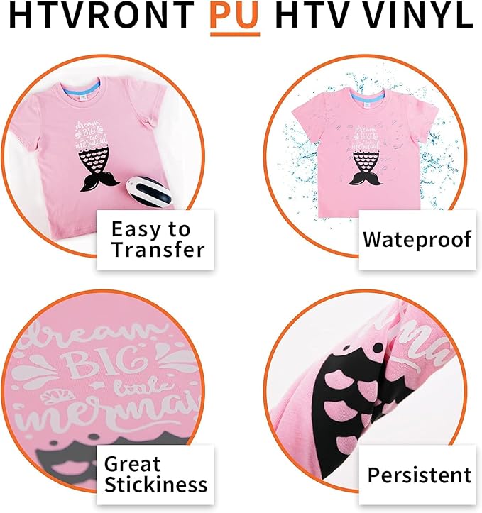 HTVRONT HTV Heat Transfer Vinyl Bundle: 12 White HTV Vinyl and 11 Black Heat Transfer Vinyl Sheets, 12"x12" PU Iron on Vinyl Plus 1 PTFE Sheet Easy to Cut & Weed for Heat Design
