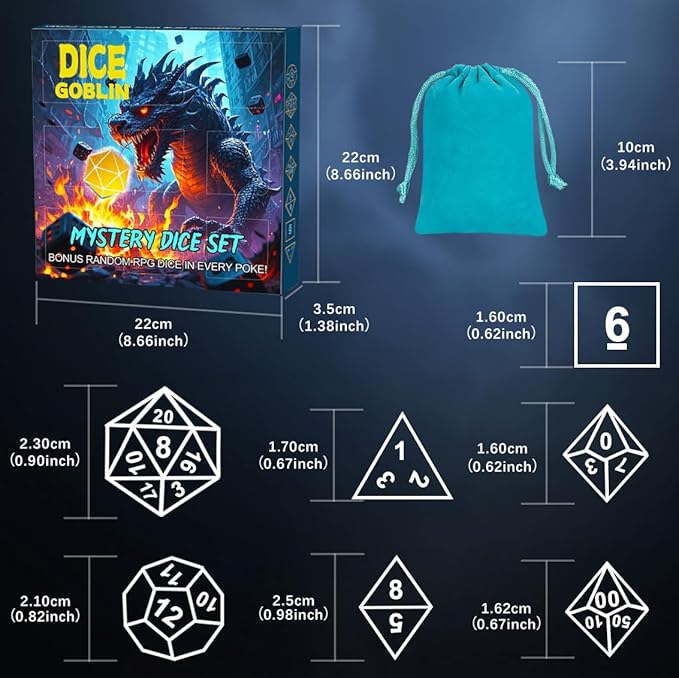 CiaraQ Mystery DND Dice Sets - Random 9 Complete Polyhedral Dice Sets with 9 Random Bags, Wide Range of Patterns, Surprise Blind Box DND Gifts for Dungeons & Dragons, Role Playing Table Game