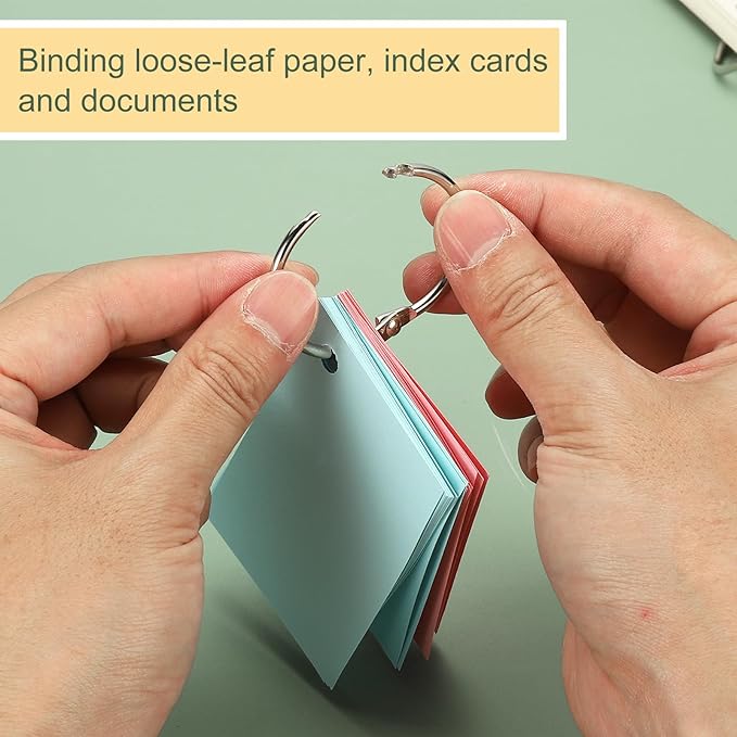 PATIKIL 3" x 3.2" Loose Leaf Binder Rings, 30 Pcs Metal Book Rings Nickel Keychain Ring for Paper Index Cards Flash Card Notebook Rings Office Home Book Binder, Silver Tone