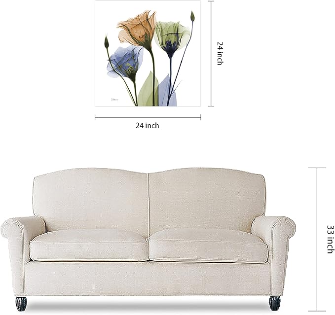Empire Art Direct Frameless Free Floating Tempered Glass Panel Graphic Wall Art Ready to Hang, 24" x 24", Gentian Buddies, Multi-color Flower
