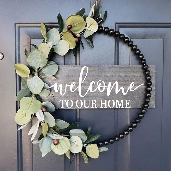 Welcome Stencils for Crafts Reusable Welcome Stencil for Wood Sign 12" Stencils for Painting on Wood Drawing Templates for Wall DIY Home Decor Porch Sign