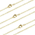 Wholesale 12 PCS Gold Plated Brass Flat Cable Chain Finished Necklace Chains Bulk for Jewelry Making (18 Inch(1.5MM))