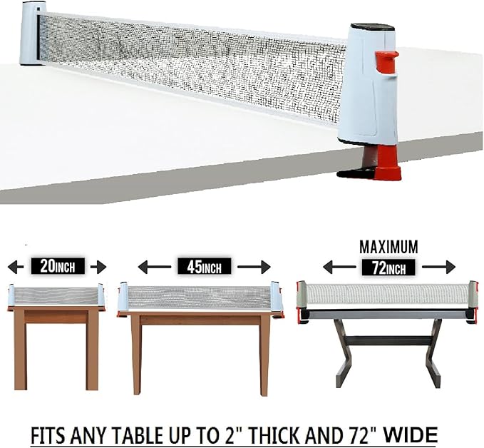 Ping Pong Net Table Tennis - Win SPORTS Paddle Set with Retractable Net,Play Anywhere Ping Pong Net for Any Table,2 Table Tennis Paddle& Rackets,3 Balls,Storage Case,Set with Retractable Table Tennis Net