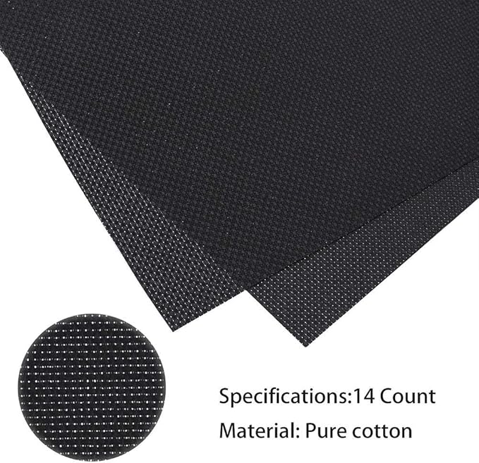 Caydo 2 Pieces 14 Count Classic Reserve Aida Cloth Cross Stitch Cloth, 25 by 18-Inch Big Size, Black
