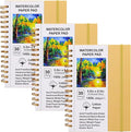 Watercolor Paper Pads, 5.5x8.5, 3Pack, Kraft Hardcover Sketch Books, 140lb/300gsm Heavyweight Cotton Paper, Spiral Bound, Cold Pressed, Dual-Sided(Smooth&Texture), Painting Paper for Artists Students