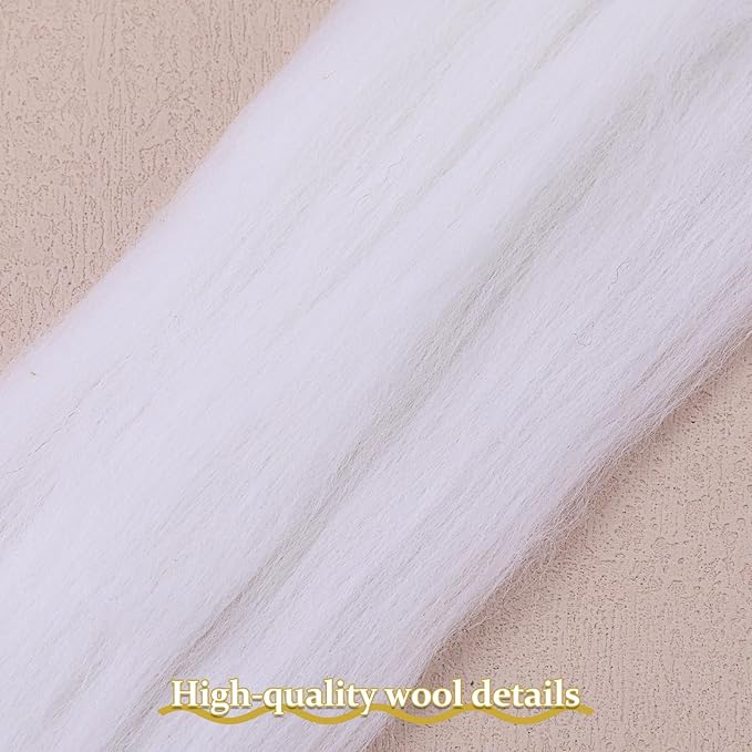 QMNNMA Wool Roving Bulk, 14.1oz Needle Felting Wool, Super Wool Chunky Yarn for Needle Felting, Fiber Roving Woolen Top for Hand Spinning, Felting, Blending, Weaving and DIY Craft (400g)