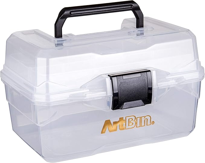 ArtBin 6890AG Small Project Box, Portable Art & Craft Organizer with Lift-Out Tray, [1] Plastic Storage Case, Clear (Pack of 6)