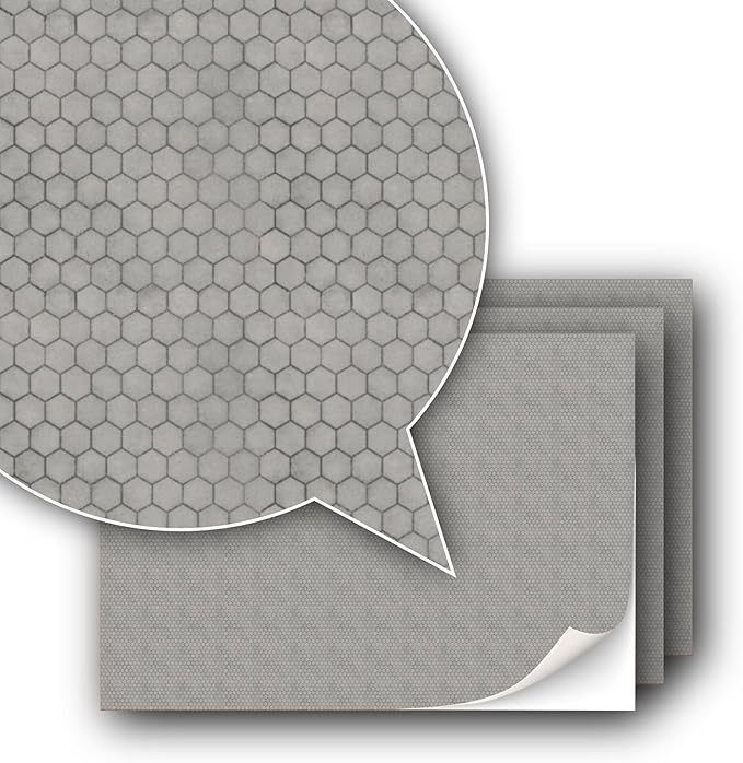 3 Sheets Self-Adhesive Decorative Film Paving Stones and Surfaces for Model Making in Scale 1:87 Scale H0 (UK: 3.5 mm Scale) (Concrete Hexagons)