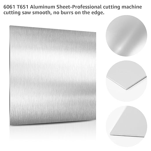 6061 T651 Aluminum Sheet Metal 6" x 12" x 1/16" (0.06") Rectangle Metal Plate Covered with Protective Film, 1.5mm Flat Aluminum Plate for Crafting and Industry