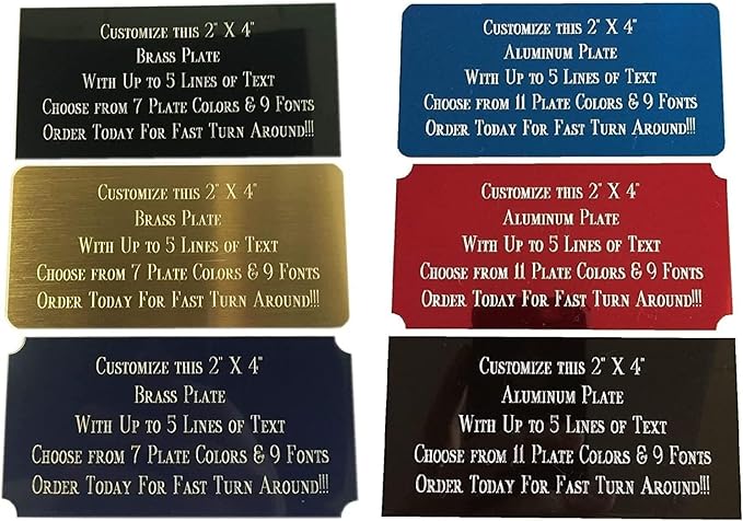 Custom Personalized Name Plates, Solid Brass Engraved Plaque, Aluminum Fantasy Sport Plates Engraved/Etched, Identification Tag with Adhesive, Holes for Mounting 2”x4”/2”x6”/3”x6”