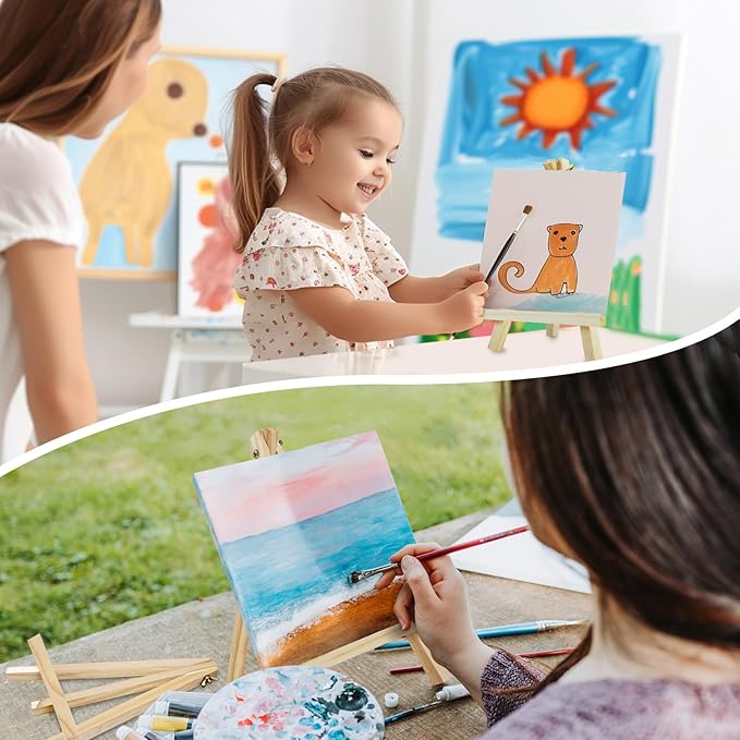 36 Pack 9 Inch Wood Easels, Easel Stand for Painting Canvases, Art, and Crafts,Tripod,Painting Party Easel,Kids Student Tabletop Easels for Painting,Portable A-Frame Tripod Tabletop Easel Set