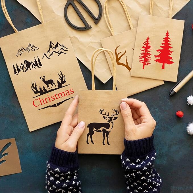 Small Stencils for Painting on Wood Reusable, 3 Inch Reusable Stencil for Craft Ornament Paint Template Stencils for Wall Card Rock Wood Signs Coasters Canvas Home Decor (Animal Deer)