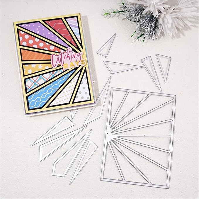 Cutting Dies Metal Stencils Scrapbooking Tools Flowers Lace Frame DIY Embossing Template for Paper Card Making Album Arts Crafts Supplies (Sun Frame-14x10cm)