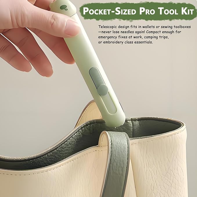 3-in-1 Automatic Needle Threader with 2 Hand Sewn Needles,Needle Threaders for Hand Sewing/Denim/Silk/Embroidery,Professional Tool for Quilting & Clothing Repair (Green)