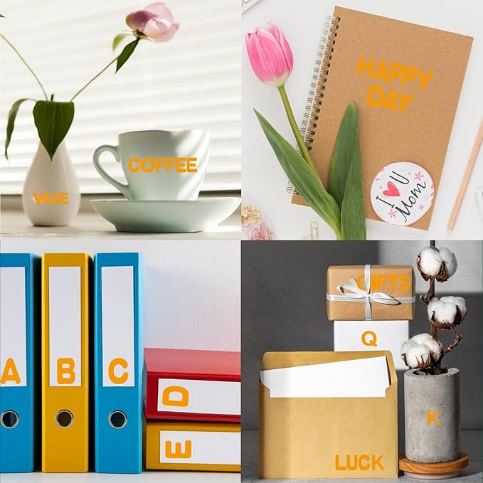 Letter Stickers,1/2 inch 10 Sheets Orange Alphabet Sticker,Self Adhesive Vinyl Letter Stickers Mailbox Numbers,Self Adhesive Letters Stickers for Bulletin Boards Classroom Home Decor